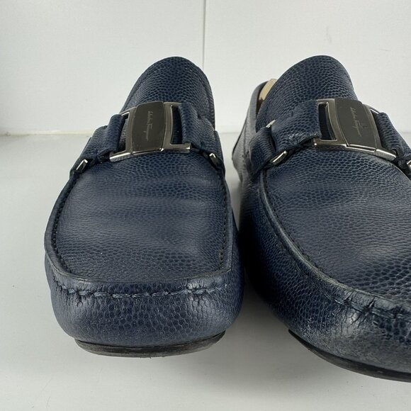 Salvatore Ferragamo Sardegna Navy Blue Leather Men\'s Loafers US 9.5 D main image 6